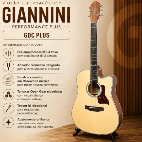 Violão Eletroacústico Giannini Performance Plus Gdc Plus Aço