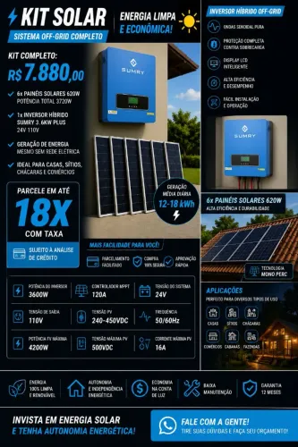 Kit de energia solar off grid 