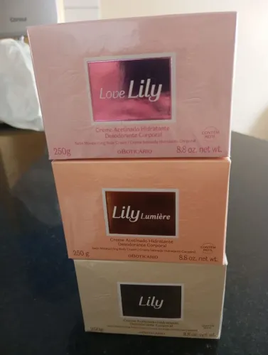 creme Lily o Boticário, 3 por 420, 1 unidade por 130