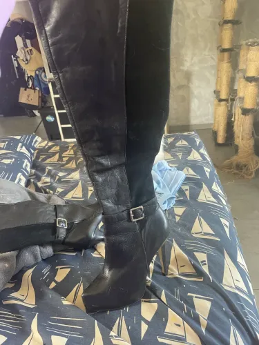 Lindissima bota over the knee salto fino preta 