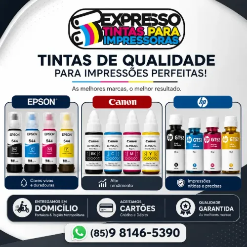 Tinta Epson Canon e HP. Pronta Entrega. Fale Conosco. Aceitamos Cartões e Fazemos Entregas