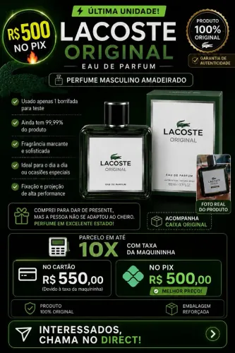 Lacoste Original EDP 100ml | Original | R$500 no PIX
