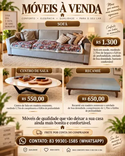 Kit para sua sala de Sofá, Centro de Sala e Recamie