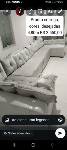 Sofás pronta entrega 4,80m ,cores desejadas contato (98)9 *