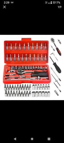 Kit de ferramentas com 46 peças - chaves, soquetes e compartimento