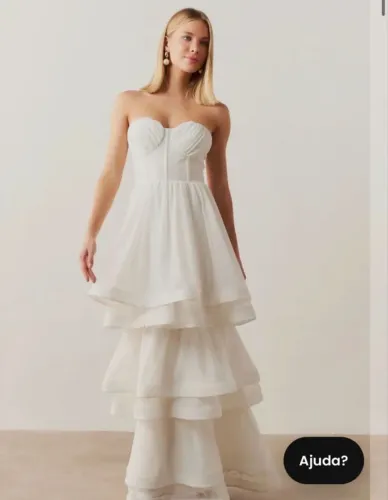 Vestido de Noiva Off-White em Tule Tam. P - Excelente Estado