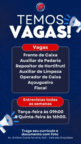 Vagas de Emprego - Supermercado (Diversas Áreas) - CONTAGEM