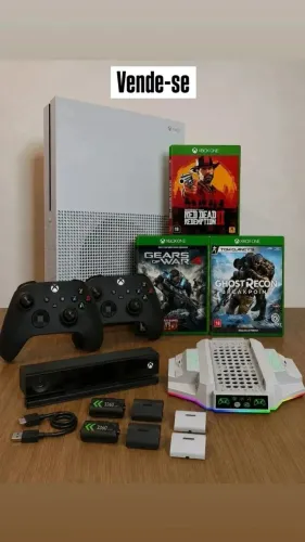 Xbox One S Completo com todos os acessórios