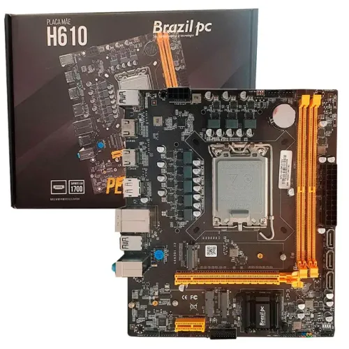 Placa Mãe Intel Brazil PC H610, DDR4, LGA 1700, 12ª e 13ª Geração, Nova, Lacrada