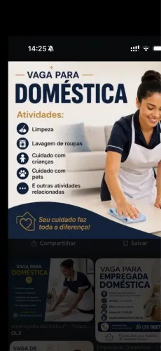 Secretaria seg a sexta, apartamento eu e minha filha, lava, passa e cozinha.