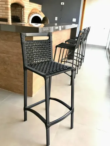 5 Banquetas Alumínio e Corda náutica Pintura eletrostática