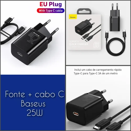 Kit Baseus (cabo + fonte )