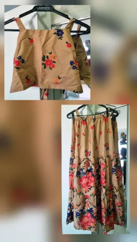 Conjunto de cropped e saia, novo - tam unico