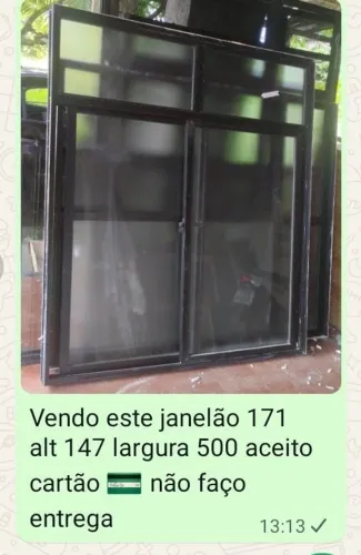 Janelão de vidro e metal 1,71 por 1,47