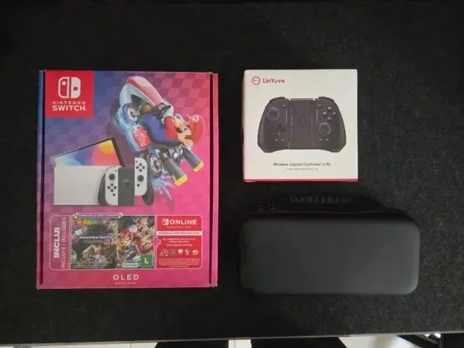 Novo Nintendo Switch OLED Destravado 128GB + Joypad LinYuvo + Kit Premium