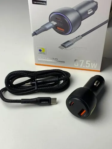 Carregador Veicular H'Maston L15-6 87,5W USB-C PD + USB-A QC3.0 com Cabo Tipo-C (Novo)