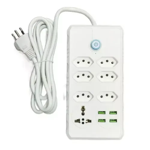 Extensão Elétrica 7 Tomadas 4 USB Régua Bivolt Cabo 2 Metros _ CS584
