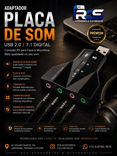 Placa Adaptador De Som Usb Pc/Notebook