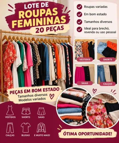 Lote de roupas femininas para brechó