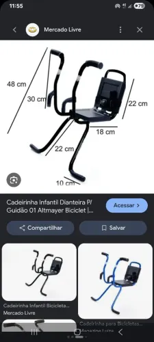 Cadeirinha dianteira para bicicleta