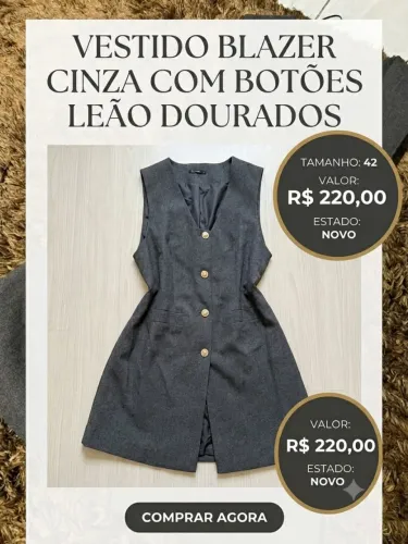 Vestido Blazer cinza 42 
