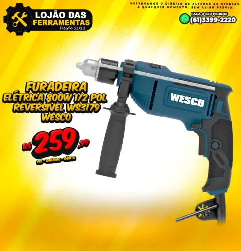 Furadeira Elétrica 800w 1/2 Pol Reversível Ws3179 Wesco