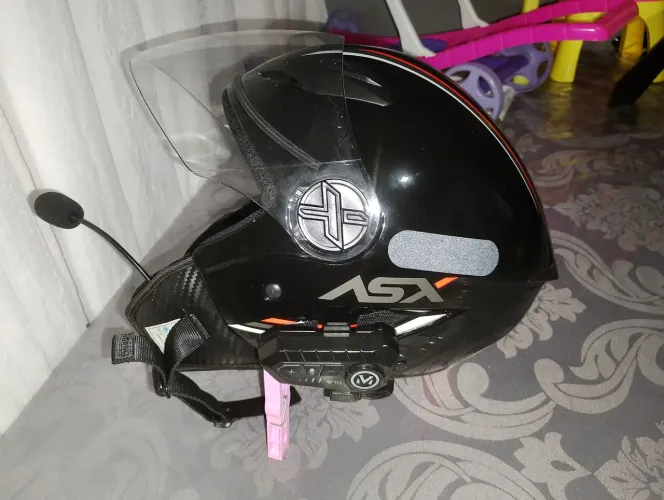 Capacete Moto Aberto Asx City Air Diversos Graficos Preto Brilhante Com intercomunicador 