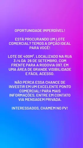 Vendo lote comercial na 26 de setembro e cana do Reino
