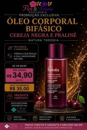 Óleo Corporal Bifásico Natura Tododia Cereja Negra E Praline