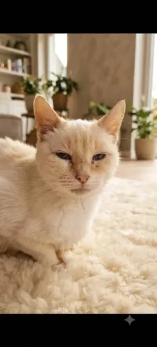 Gata branca com traços siames siamesa red point fêmea adulta