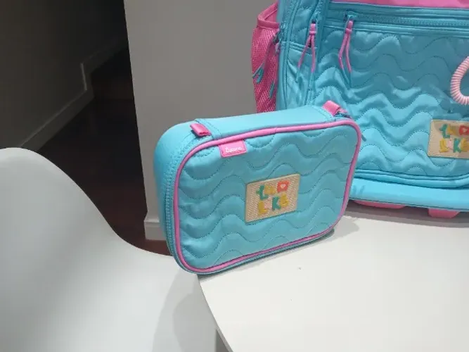 Kit Mochila da Luluca com rodinha, lancheira e estojo