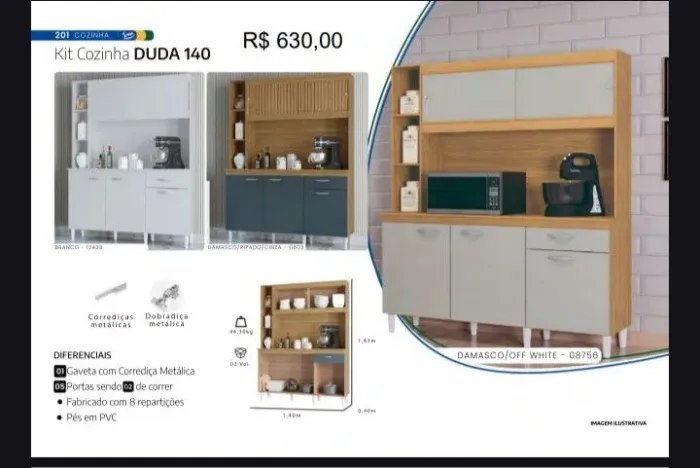 Armário de cozinha DUDA 1,40 de largura
