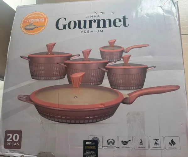 Kit panelas antiaderente linha Gourmet+ utensílios. 20 peças, produtos novos embalados!