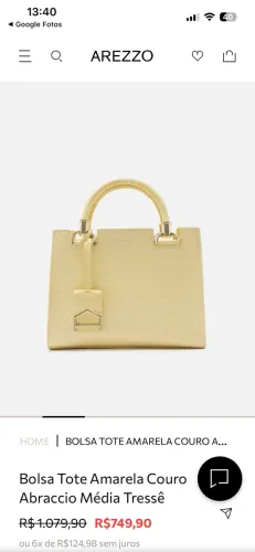 Bolsa Arezzo Amarelo Manteiga