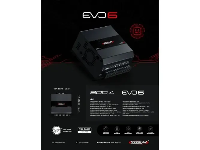 modulo Soundigital Sd 800 Sd800 Sd800.4d 800.4d 4 Canais Evo 4.0