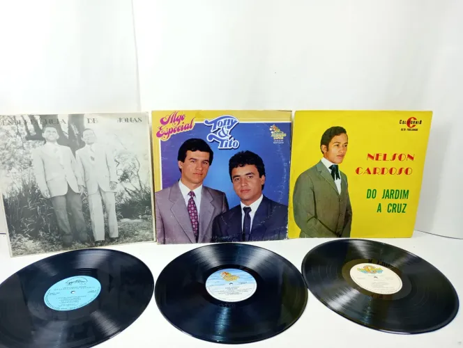 Lote 3 LPs Vinil Gospel Raros - Joel e Jonas, Tony e Tito (1990), Nelson Cardoso (1968)