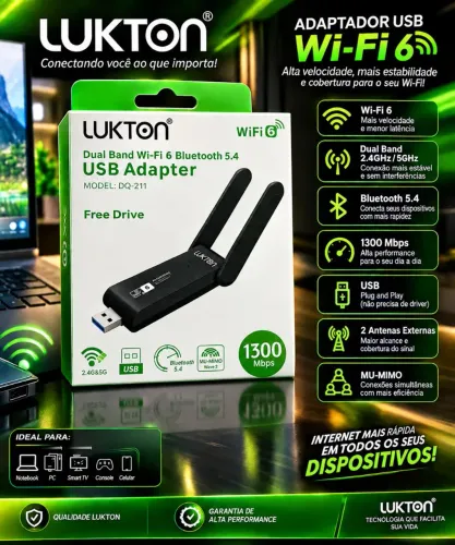Adaptador Lukton Wi-fi 6 Dual Band Bluetooth 5.4 Novo Promoção