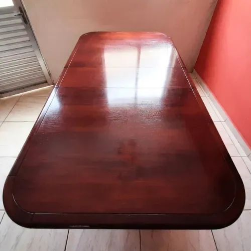 Mesa Retangular Jantar Extensível Cor Mogno 8 Lugares 76CMx2,06Mx1,14M (Pequenos Defeitos)