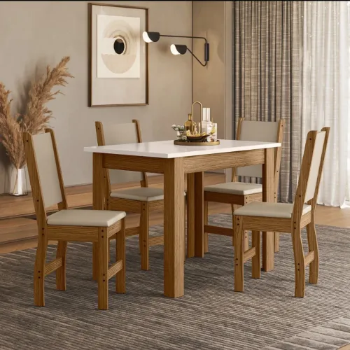 Mesa de Jantar Bellagio Poliman 04 Cadeiras - Entrega Imediata;