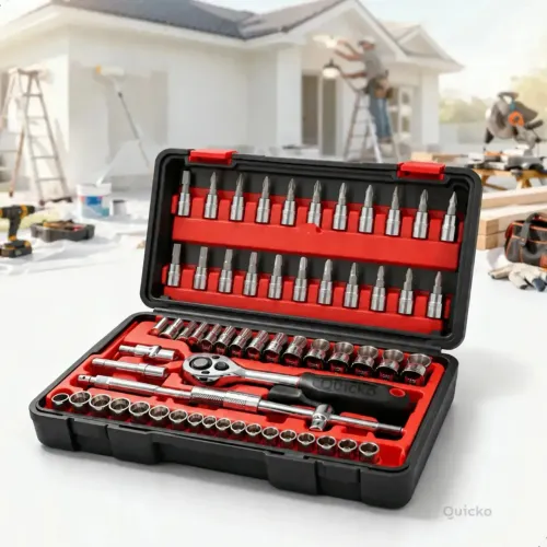 Kit Jogo de Soquetes e Catraca 46 Peças CR-V com Maleta