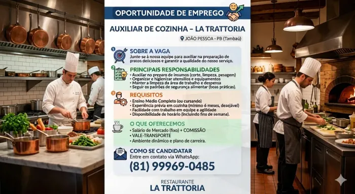 Vaga para auxiliar de cozinha