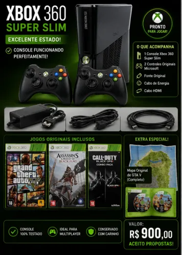 Xbox ? Xbox 360 Super Slim Completo!