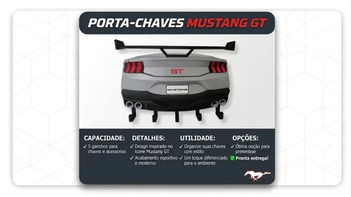 Porta/ Suporte para chaves modelo Mustang GT