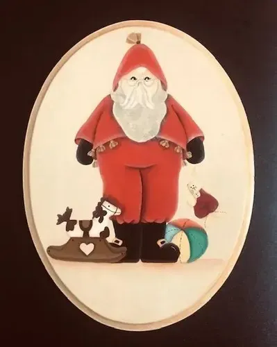 Quadro Decorativo De Natal - Papai Noel - moldura em madeira