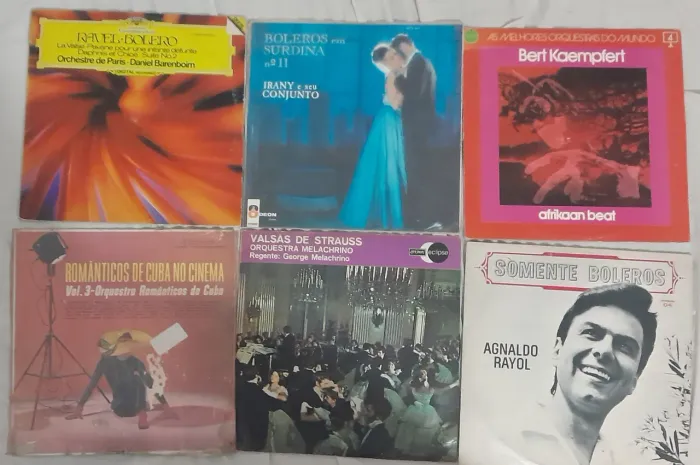 6 Discos Vinil Bolero Ravel Boleros em Surdina Bert Kaempfert Romanticos Cuba Cinema Rayol
