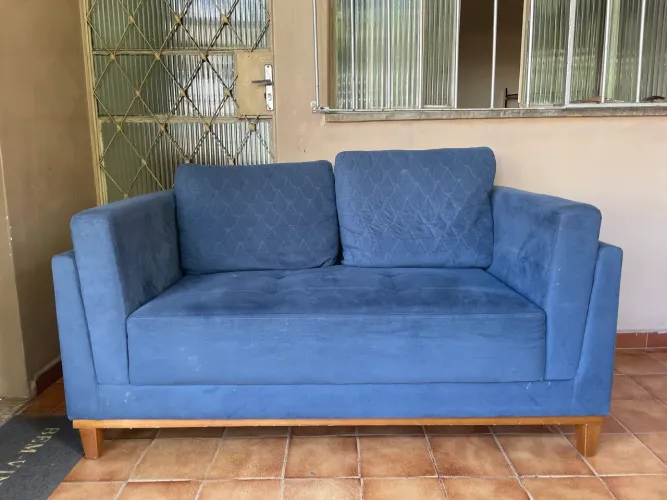 Conjunto Sofá Azul 2 lugares + 2 poltronas