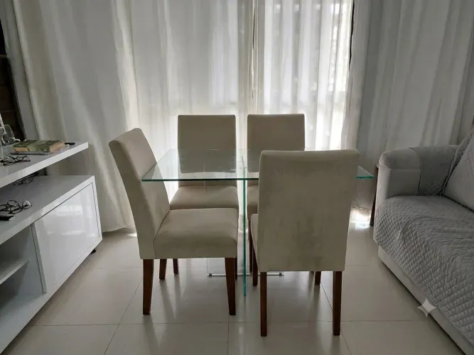 Cadeiras estofadas de sala de jantar pés em madeira de lei
