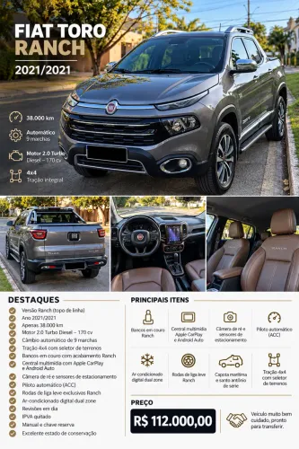 Fiat Toro Ranch 2.0 16V 4X4 Diesel Aut. 2021