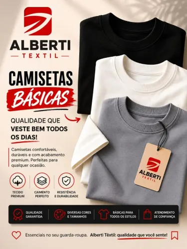 CAMISETAS EM MEIA MALHA 100% ALGODÃO