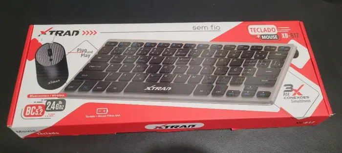 Kit Teclado E Mouse Dual Mode Bluetooth Sem Fio Padrão ABNT2 - X TRAD 617